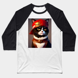 Pirate Cat- Modern Digital Art Baseball T-Shirt